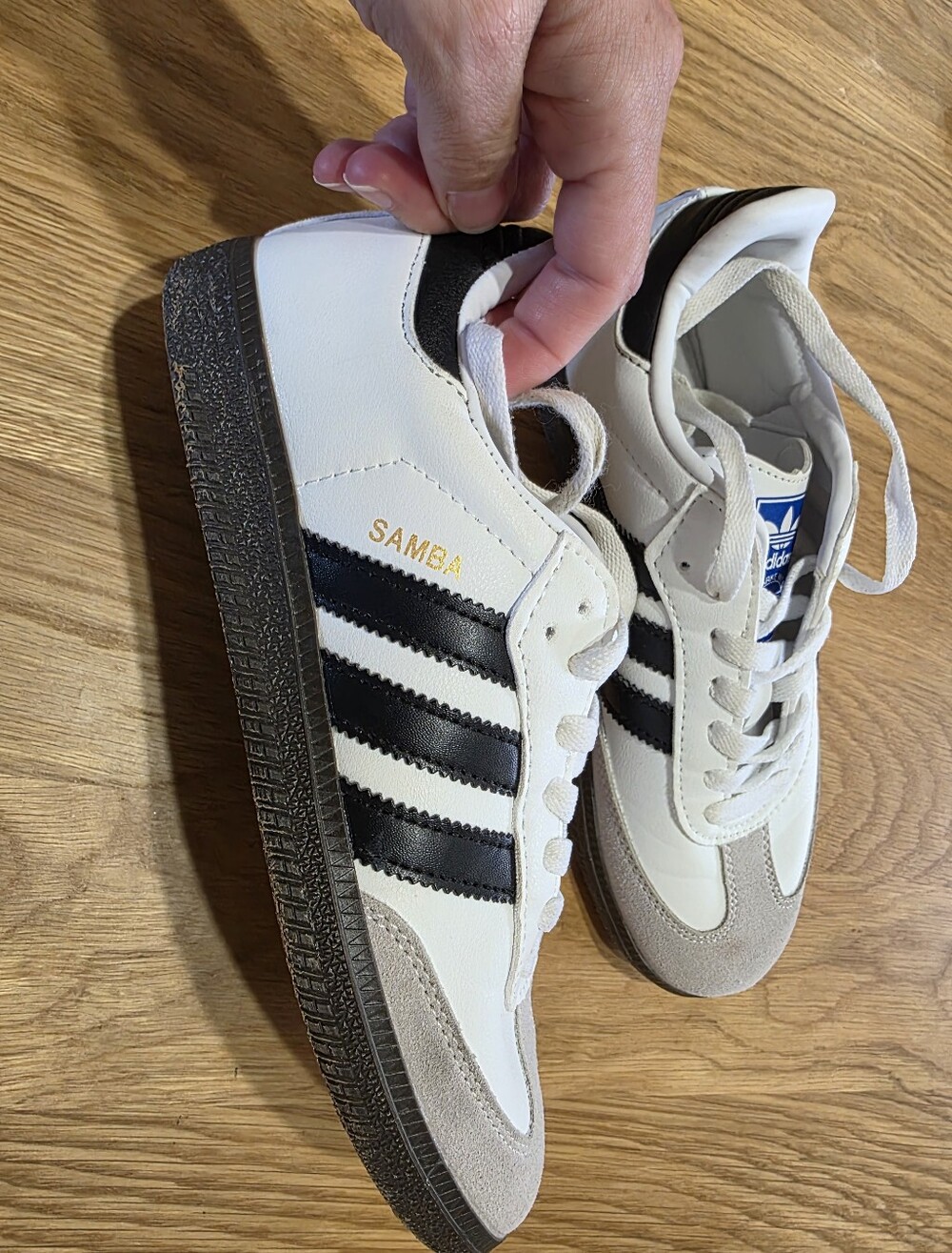 Adidas Samba White/Black Leather Sneakers Size 5 Kids 6.5 Womens